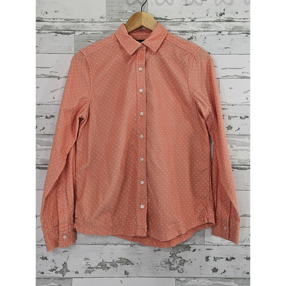 Lands' End Long Sleeve Button Front Polka Dot Corduroy Shirt Womens‎ Xsmall 2-4